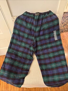 Men's Plaid Lounge Joggers - Green Blue
